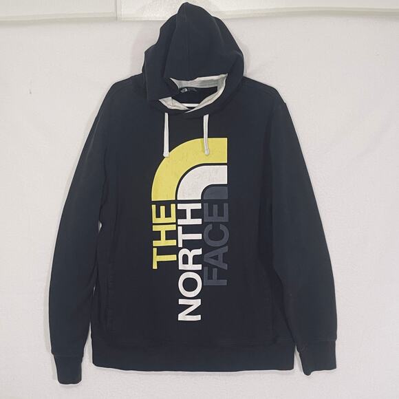 The North Face Hoodie Mens Large Big Spell Out Pullover Sweatshirt Pocket Hood - Picture 1 of 12